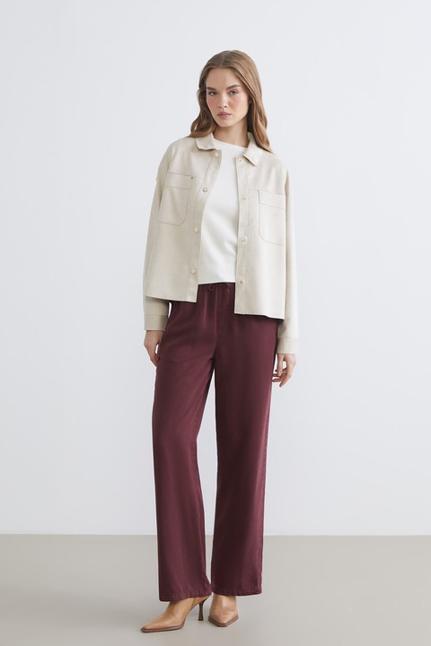 LC WAIKIKI, Jacheta-camasa de piele intoarsa sintetica, Bej