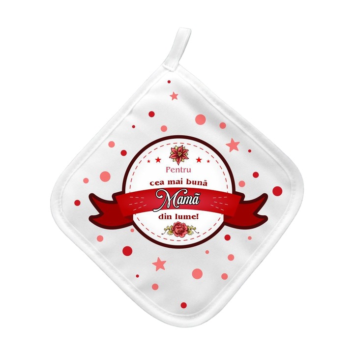 Suport oala fierbinte personalizat, 17.5x17.5cm, mesaj "Pentru Cea mai Buna Mama Din Lume"