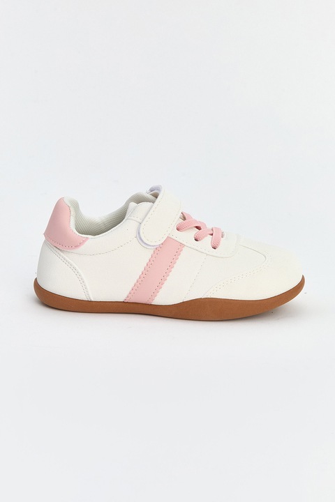 LC WAIKIKI, Pantofi sport din material textil cu velcro, Alb fildes/Roz pastel