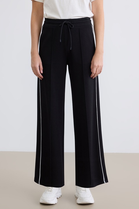 LC WAIKIKI, Pantaloni de trening cu croiala evazata si snur, Negru, L
