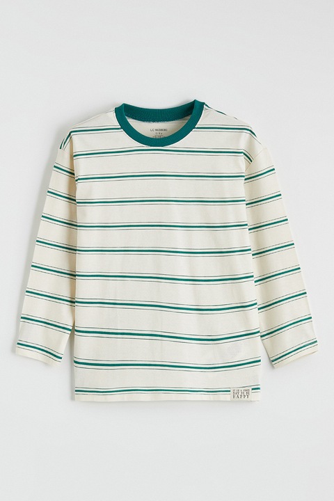 LC WAIKIKI, Bluza din bumbac cu dungi, Verde