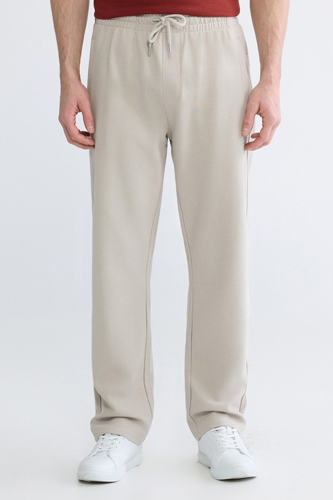 LC WAIKIKI, Pantaloni de trening cu croiala dreapta si snur, Alb murdar