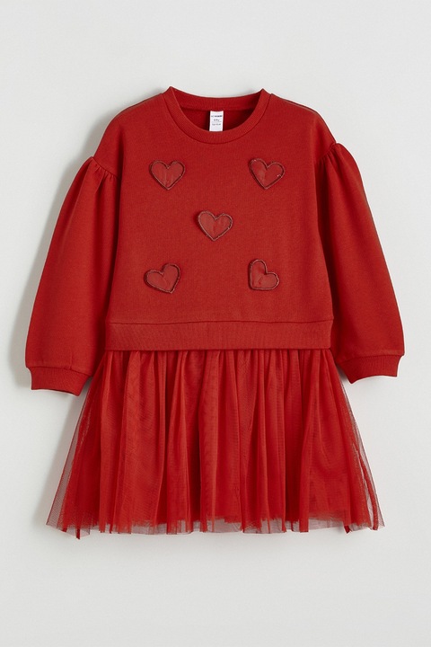 LC WAIKIKI, Rochie cu tutu si aplicatii cu inima, Rosu inchis