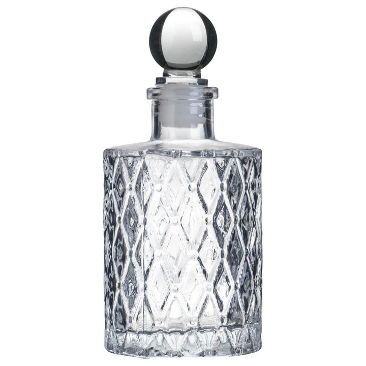 Цилиндрична декоративна бутилка с релефен модел, 150мл, прозрачна