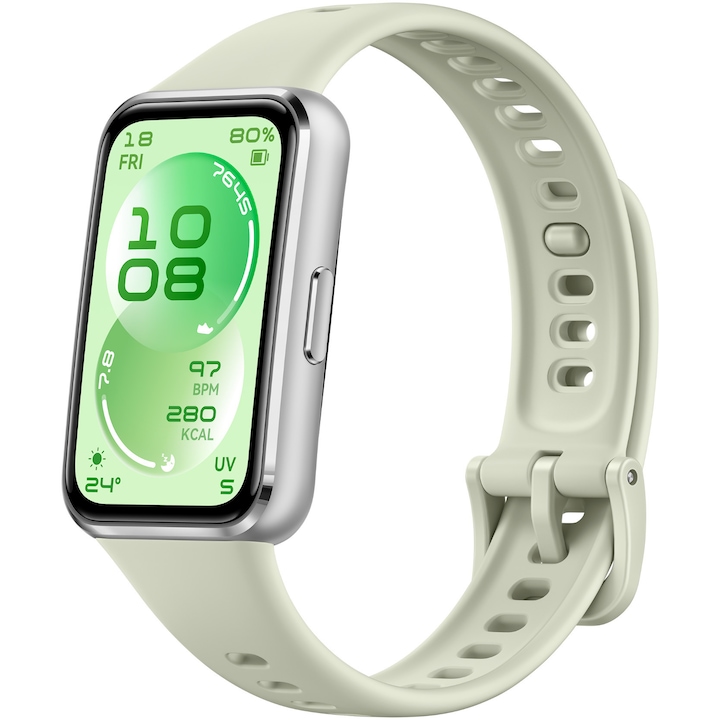 Фитнес гривна HUAWEI Band 11, Android /iOS, Silver Aluminum Alloy Case with Green Fluoroelastomer Strap + 1 Month Watch Face VIP
