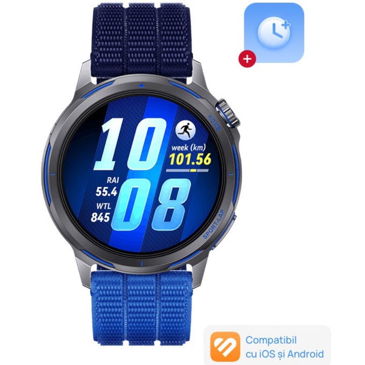 Smartwatch Huawei Watch GT Runner 2,Dusk Blue, Titanium Alloy Case with Gradient Blue AirDry Woven Strap + 1 Year Warranty Extension