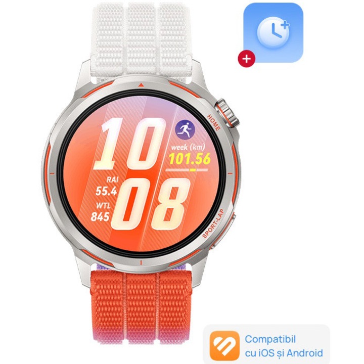Smartwatch Huawei Watch GT Runner 2,Dawn Orange, Titanium Alloy Case with Gradient Orange AirDry Woven Strap + 1 Year Warranty Extension