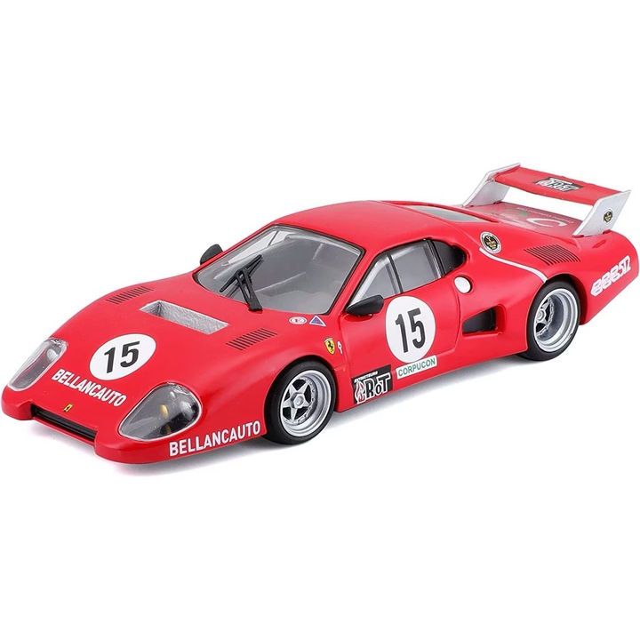Ferrari 512 BB autómodell, JPT, vintage modell, fém és műanyag, 1:43 méretarány, 10x15cm