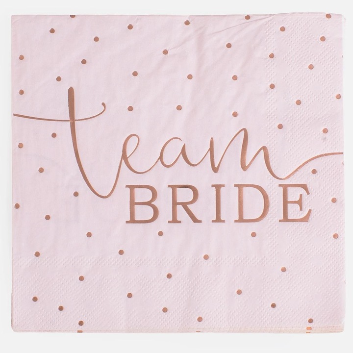 Servetele de Petrecere Team Bride 2 Straturi Roz cu Buline 33x33cm - 12 buc