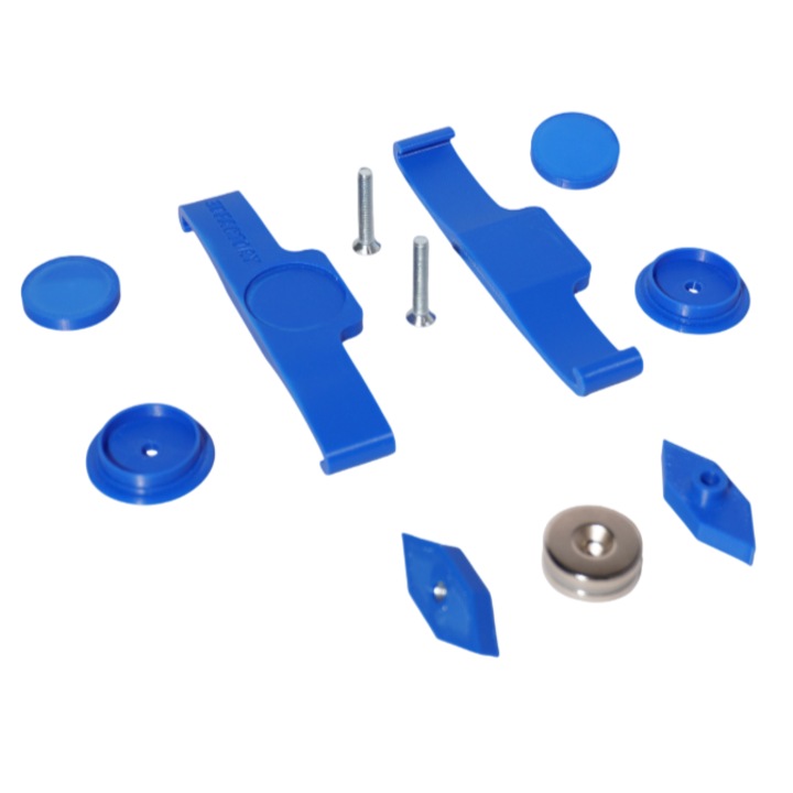 Suport magnetic grila fagure placuta numar inmatriculare auto Slim - 2 bucati, albastru