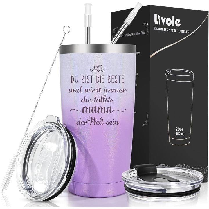 Cana Termica "Esti Cea Mai Buna Mama" - 600ml, Mov Lavanda