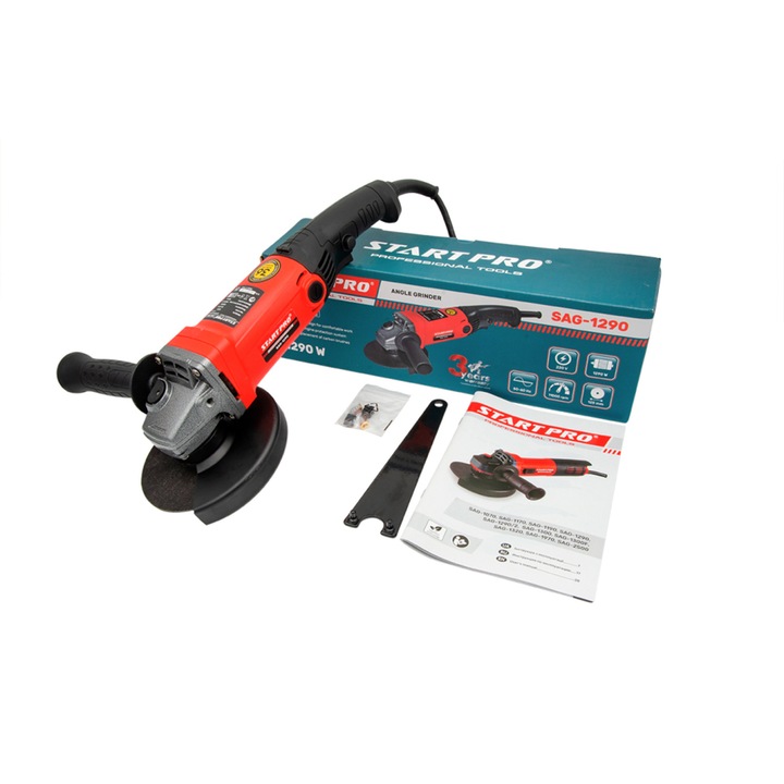 Polizor unghiular StartPro SAG-1290, 860W, 11000rpm, 125mm, culoare rosu si negru