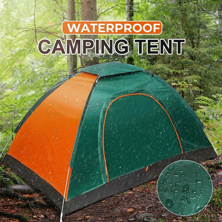 Cort camping, automat, 2-3 persoane, impermeabil, Deschidere automata, 200*150*110 CM, Strat dublu impermeabil, rezistent la vant si cu protectie UV, potrivit pentru activitati in aer liber, cum ar fi drumetii, activitati pe plaja, alpinism, camping