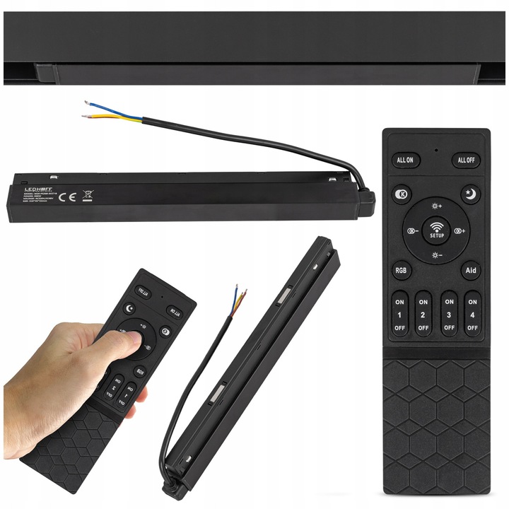 Set Alimentator + Telecomanda, Ledhoff, Magnet Fineline (M20), Putere: 200 W, Alimentare: Ac220V, Dc48V, Tip Sistem: M20, Clasa De Protectie: Ip20, 318 x 45 x 22 mm, Negru Mat