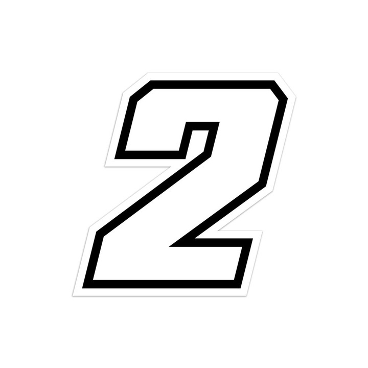 Adesivo Numero Gara per Moto "2" Race Moto GP, Bianco, 10 x 10 cm