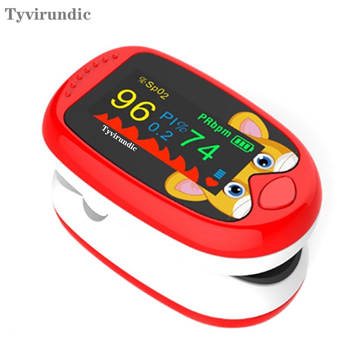 Pulsoximetru deget copii Tyvirundic portabil, ecran OLED, rosu, 0.3x0.44 inch