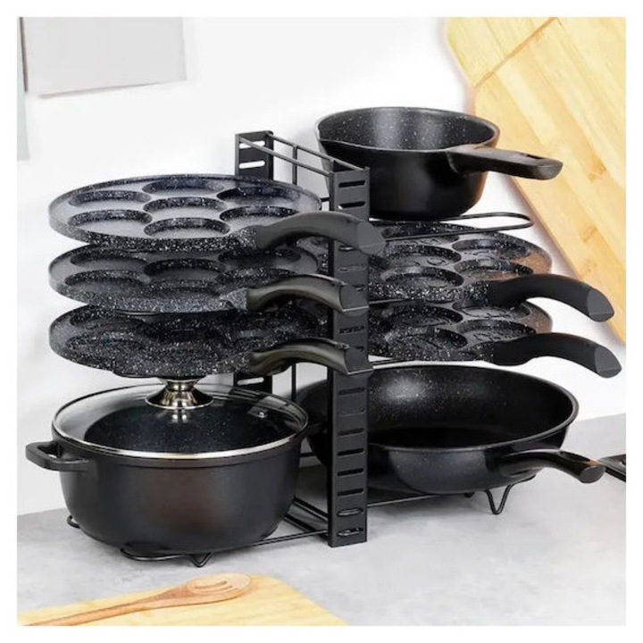 Suport 2 in 1 Vilde, organizator metalic reglabil, negru, 47x21x38cm