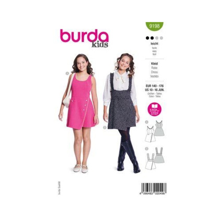 Tipar Rochii Copii Burda Style 9198 multi-masura 140-176