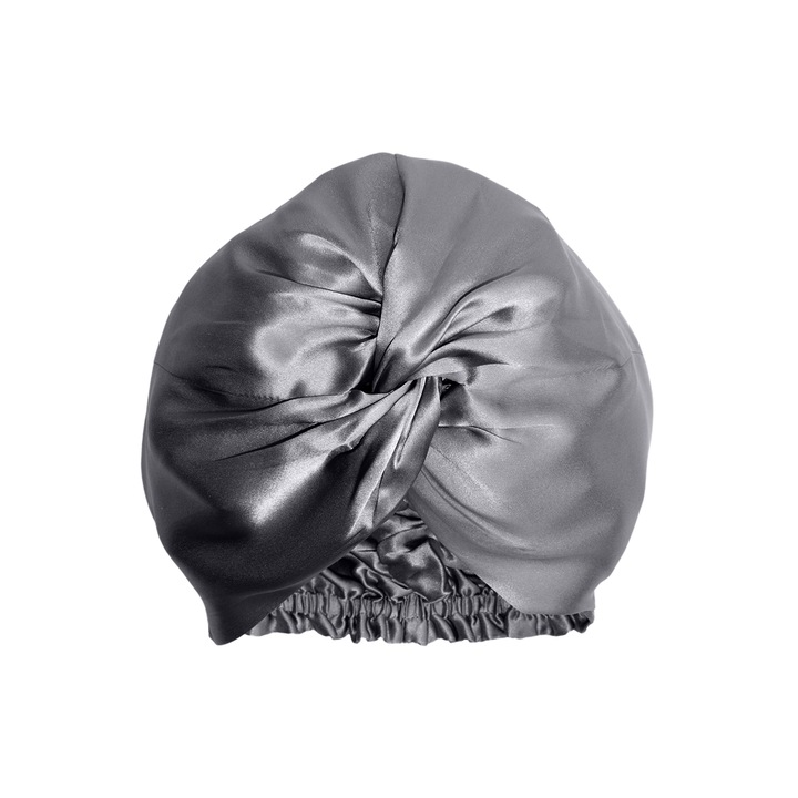 Turban, Silkd, Matase Mulberry 19 momme, Gri Inchis