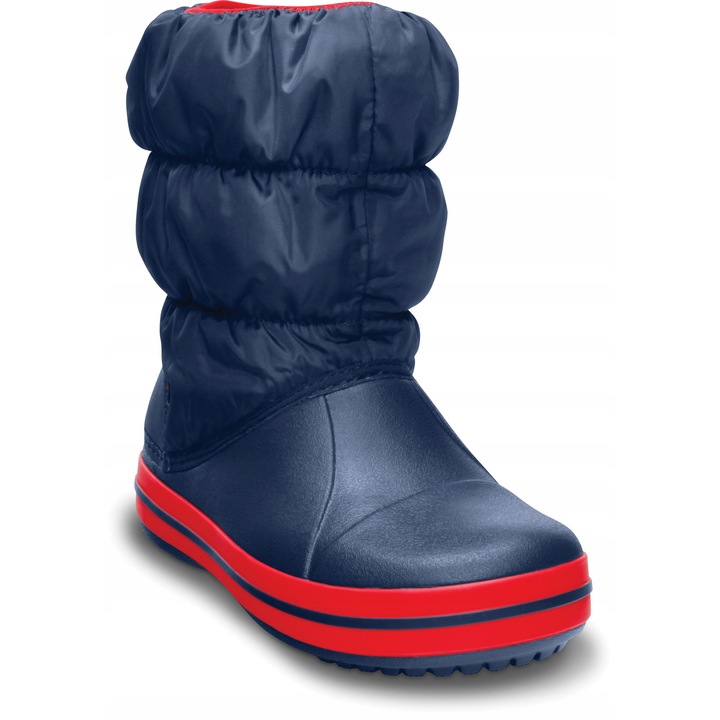 Crocs Winter Puff Boot gyerekcsizma, Piros/Tengerészkék