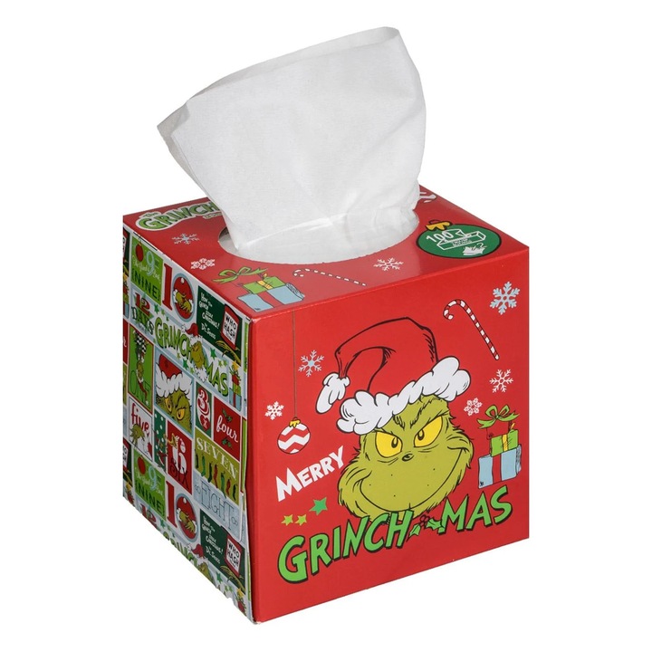 Servetele cu 2 Straturi la Cutie Cub cu Model de Craciun Grinch - 100buc