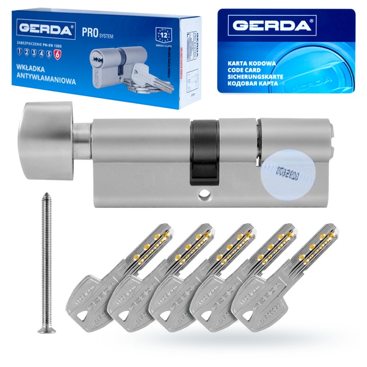 Cilindru cu gala 45/75, Gerda, clasa 6, culoare nichel, 5 chei