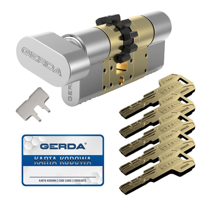 Cilindru modulabil GERDA EXXO SMART 30/30-61mm, 5 chei, protectie anti-bumping, nichel satinat