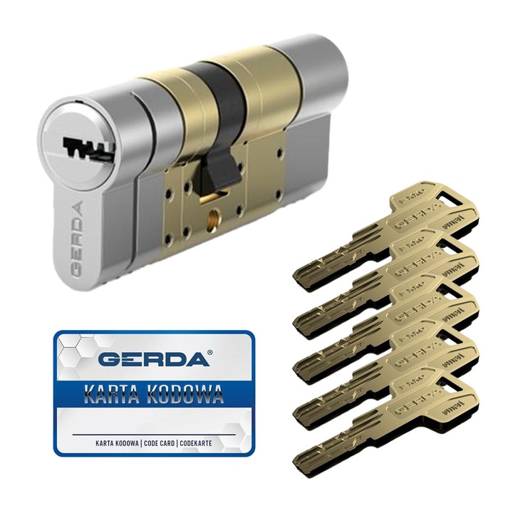 Cilindru modulare Gerda EXXO SMART 30-61/30-61, 5 chei, protectie anti-bumping, nichel satinat