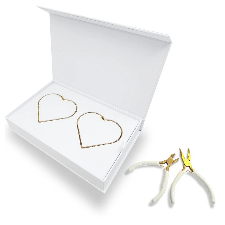 Tessero Kit DIY doua bratari permanente pentru cupluri, placate cu ar 18K, marime reglabila, Tessero. auriu