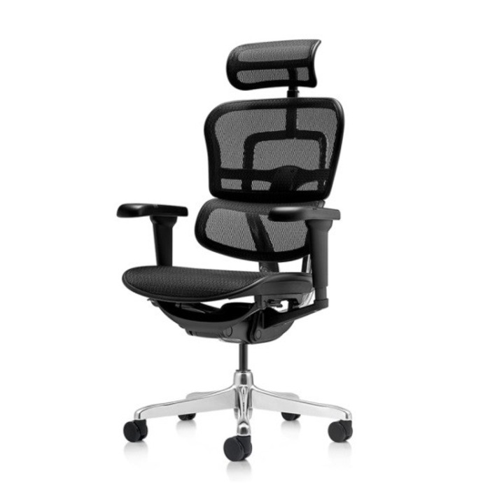 Scaun ergonomic Comfort Workspace Ergohuman Ultra, tapiterie mesh, 4D brate, aluminiu, negru