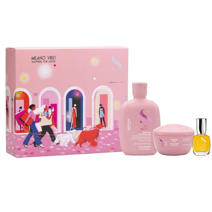 Set Alfaparf Nutritive, Sampon 250ml, Masca 200ml, Cristalli Liquidi 15ml, pentru par uscat