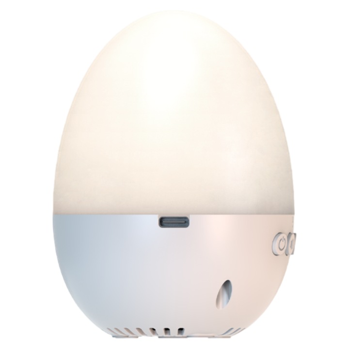 VeniSymlis® Aparat sunete si lumina de noapte pentru bebelusi, 30 sunete linistitoare (zgomot alb, ploaie, valuri), detectare inteligenta a plansului, temporizator 30/60/90 minute, lumina calda reglabila, butoane iluminate, incarcare USB-C, alb