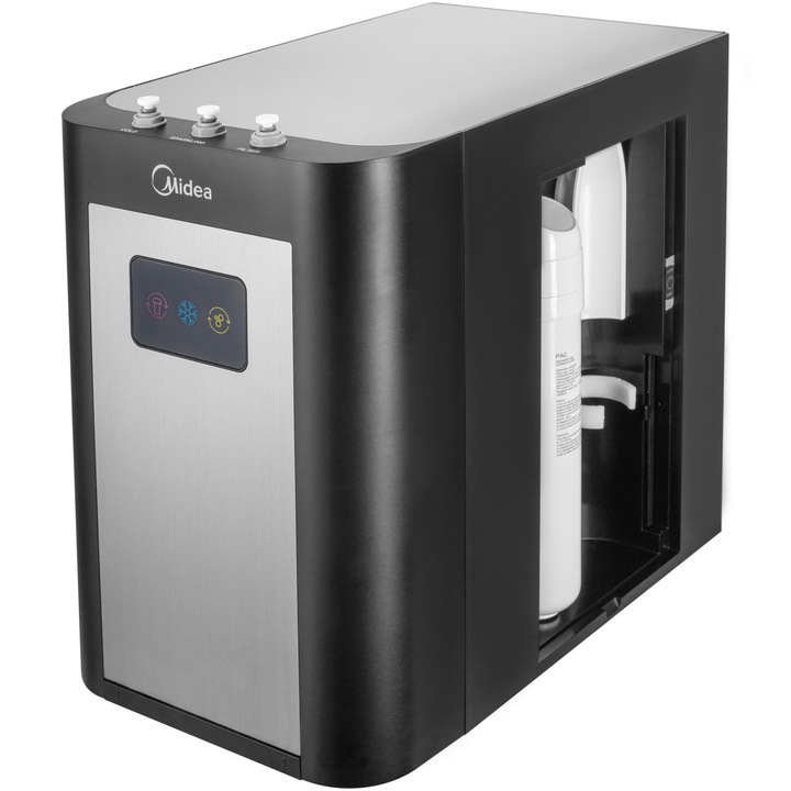 Aparat multifunctional pentru purificare, racire si apa carbogazoasa Midea JL1747U-SI, filtrare in 3 etape, racire 7l/h, debit apa rece: ≥1.5L/min, debit apa minerala: ≥1.8 L/min, montaj sub chiuveta