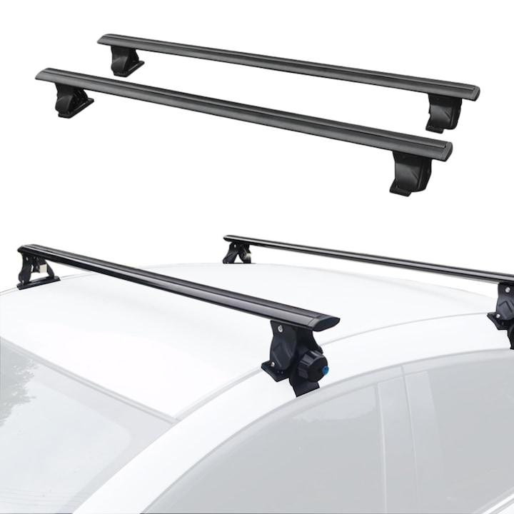 Set 2 Bare Transversale Portbagaj Universal, 143cm, Sarcina 50-100kg, Sistem Antifurt, Aluminiu
