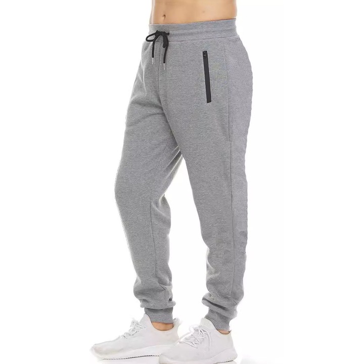Pantaloni Conici, Hggzeg, Pantaloni lejeri, Fitness pantaloni, Cu buzunar, snur, Tine de cald, Talie elastica, Fermoar, Salbatic, Pentru patru anotimpuri, Drumetii, Polieste, XL, Gri deschis