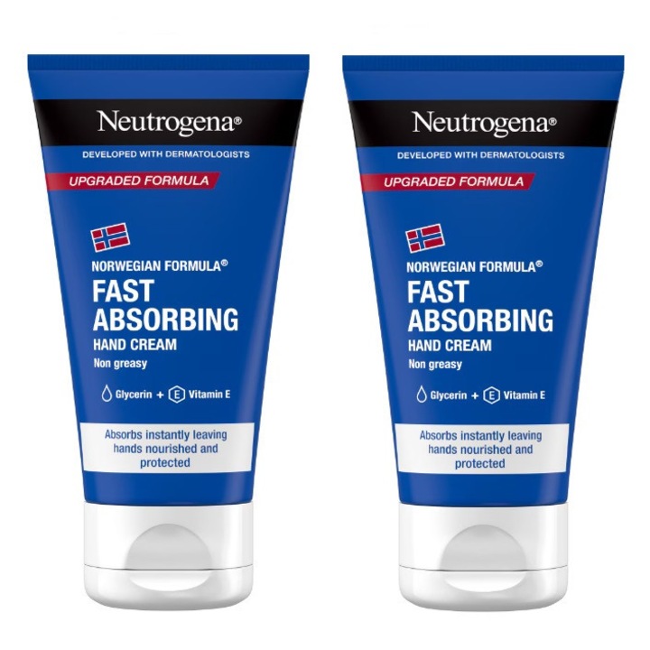 Set 2 x Crema de maini Neutrogena, absorbtie rapida, 75 ml