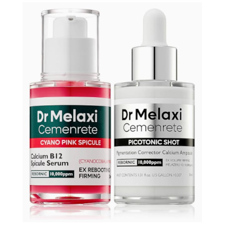 Set Coreean Dr. Melaxin: Ser cu Spicule B12 si Picotonic Shot, Efect de Mezoterapie Fara Ace, Corector Pete si Lifting Intens, Pachet 2 buc x 30ml
