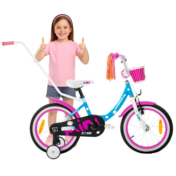Bicicleta copii TABOU MINI CS 20'', albastru si alb, cu frane V-brake si torpedo, 2-8 ani