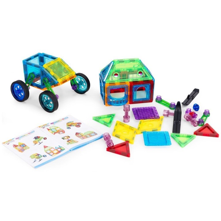 Set De Constructie Magnetic 2D si 3D Selgot, 48 piese, multicolor