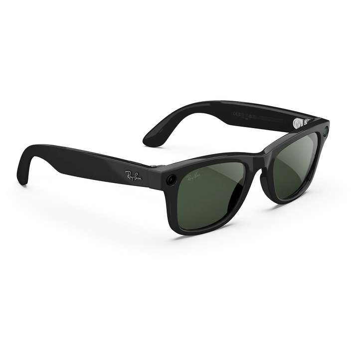 Ochelari Smart Ray-Ban Meta Gen 2 WAYFARER, Camera 12MP, Transitions Clear-Graphite Green, Negru Lucios, Marimea L