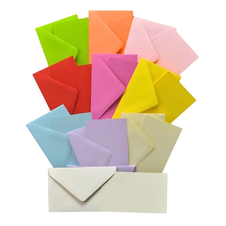 Set plicuri și cărți Colorarte, 7x11cm, 5 culori intense + 5 culori pastel, 100 buc