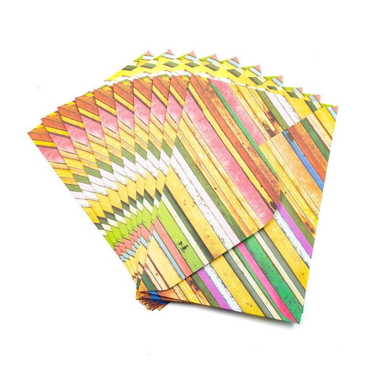 Plicuri C6L CNX, set de 10 bucati, dungi, multicolor, 11x16cm