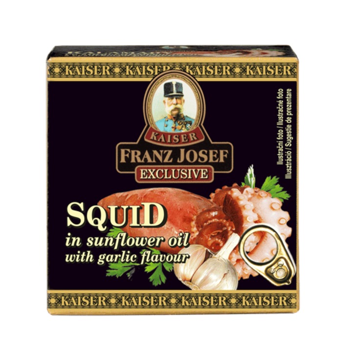 Conservă de calamar cu aroma de usturoi, Kaiser Franz Josef, 80g