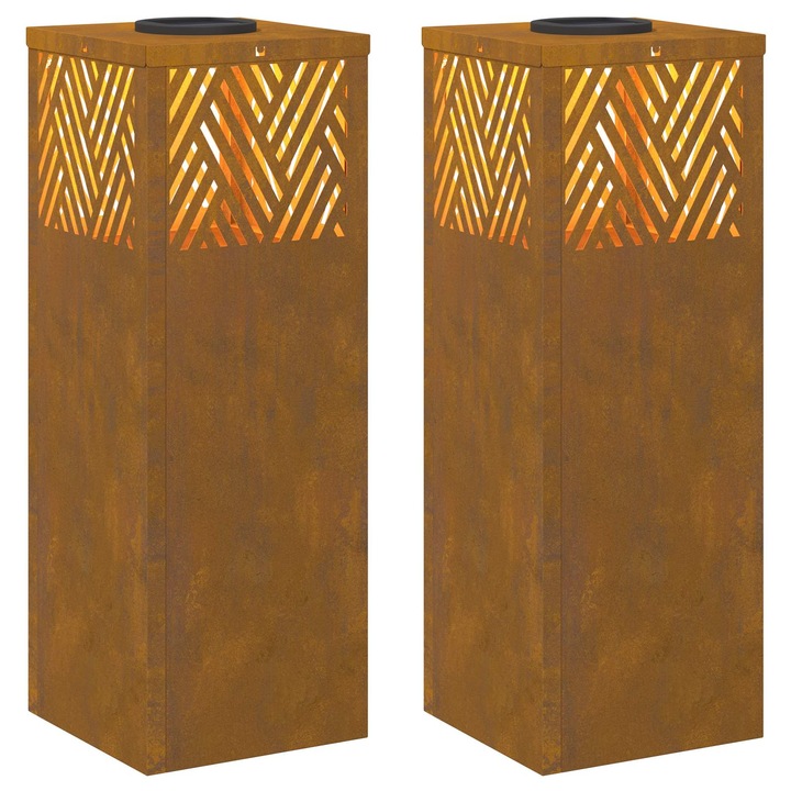 vidaXL Napelemmel működő LED ösvény világítás 2 pcs Bronz 879729