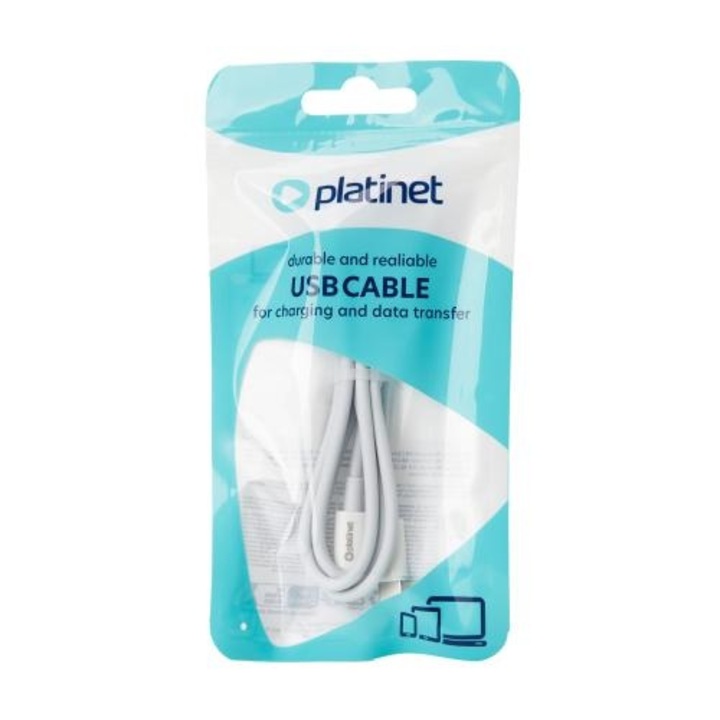 Cablu date telefon, USB-C la USB-C, 60W, 3A, alb, 1m