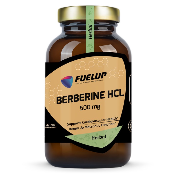 Supliment Alimentar Fuel-Up Berberine HCL 500 mg, Puritate Farmaceutica, Control Metabolic si Glicemic, 60 Capsule Vegetale