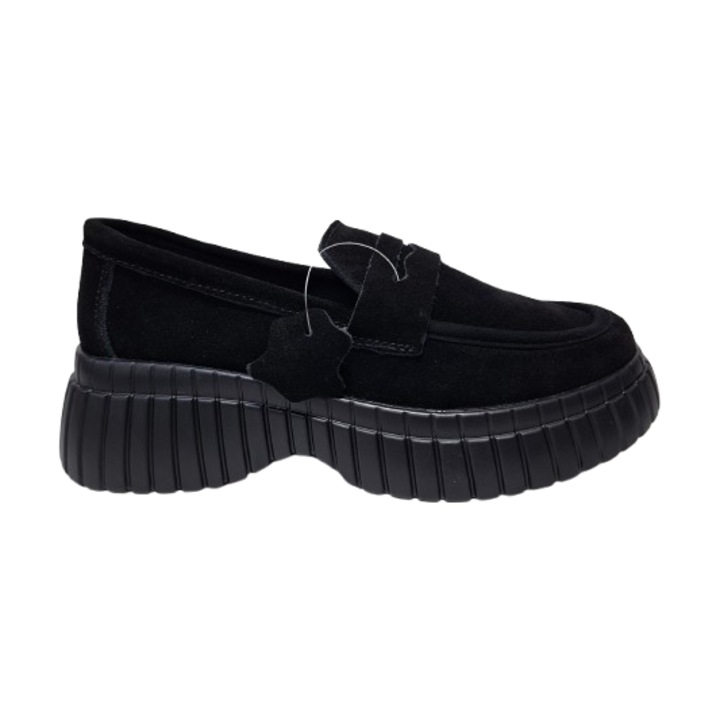 Pantofi dama casual piele intoarsa negru Angel Blue 36 EU