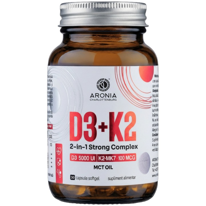 Vitamina D3+K2, Aronia Charlottenburg, 5000 UI, 100 mcg, 30 capsule