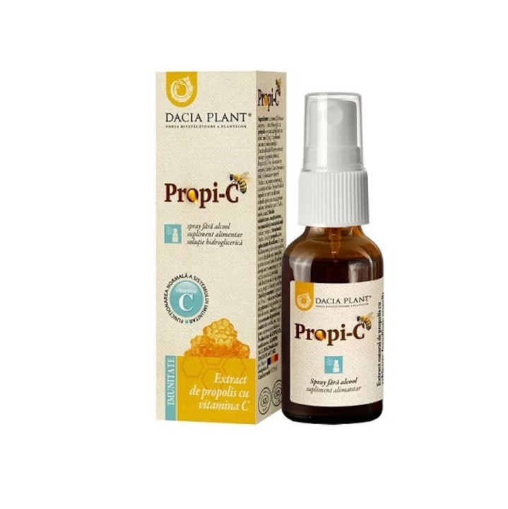 Propi-C Spray cu extract de Propolis si Vitamina C fara alcool, 20 ml, Dacia Plant