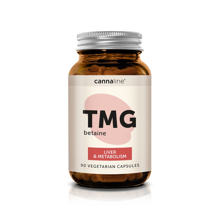 Capsule Cannaline TMG Betaina, 90 capsule vegetariene, suport functionare ficat si metabolism, produs Cehia